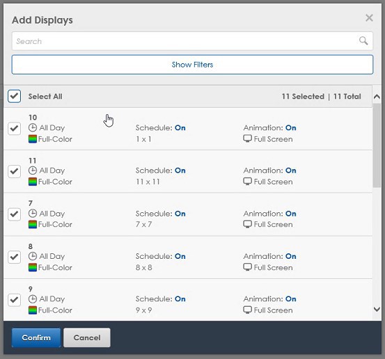 Quick Update Select All Displays