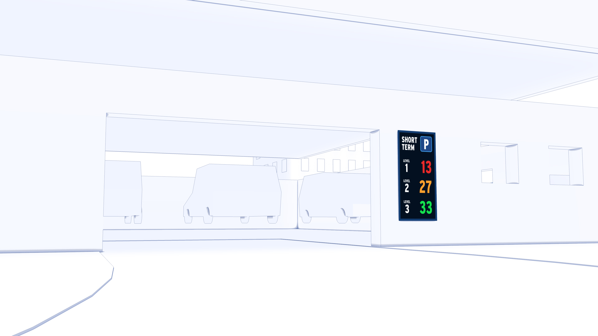 LED space availability sign at parking ramp entrance