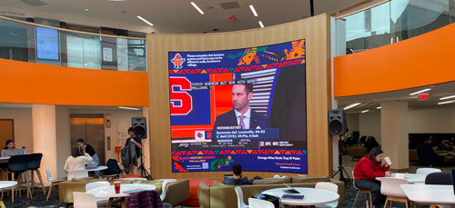 LED video wall in student commons area