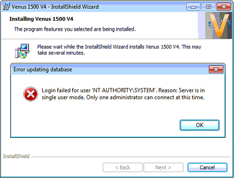 Login failed for user 'NT AUTHORITY\SYSTEM