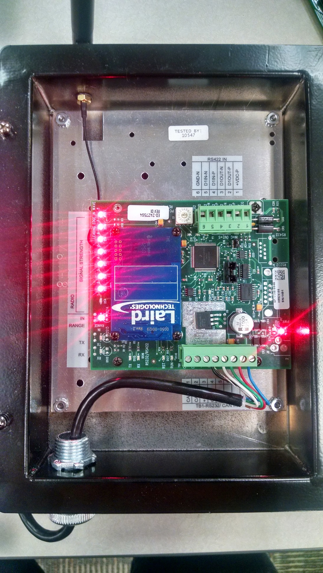 Client radio with wiring properly connected.