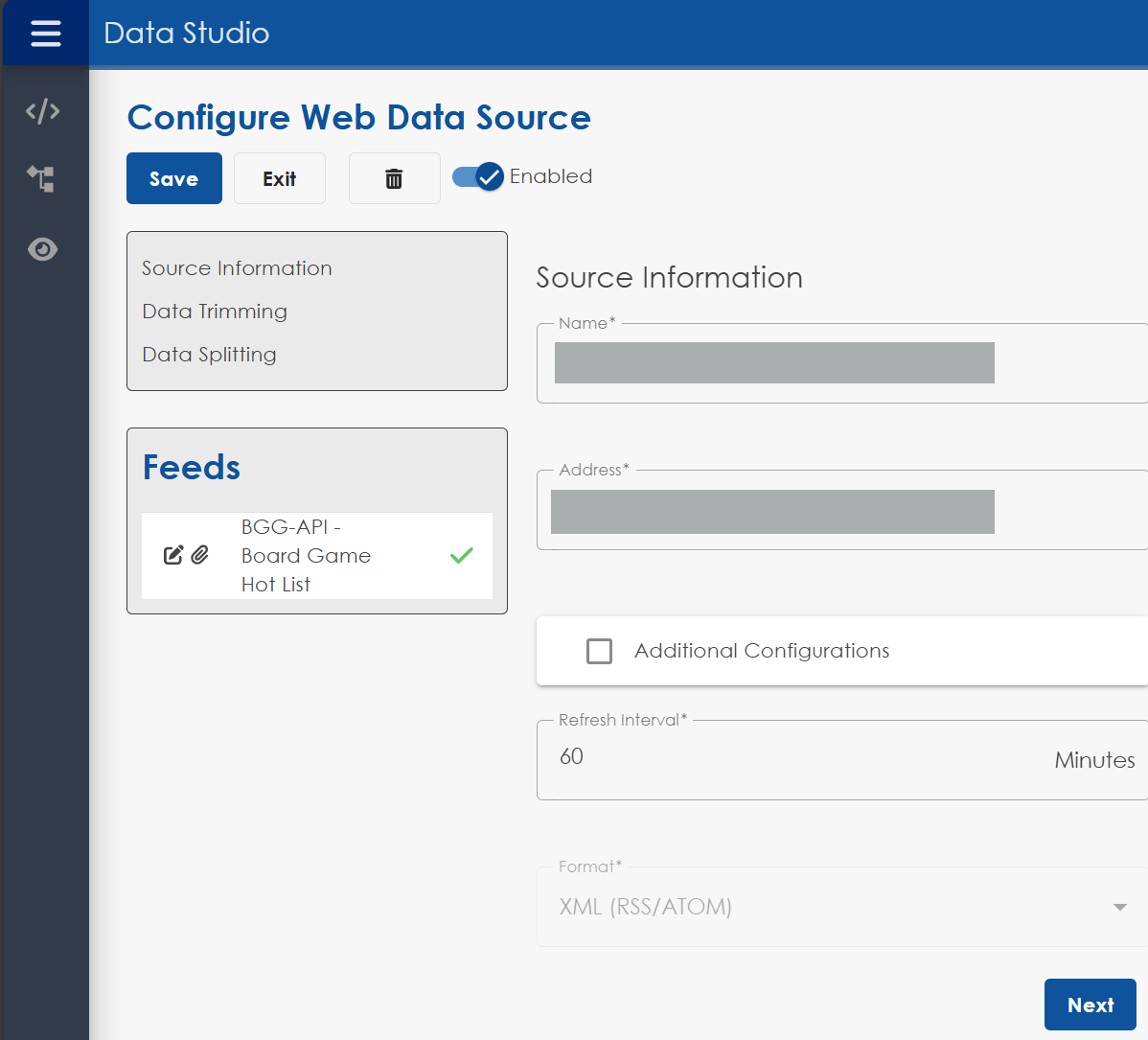 Configure Web Data Source