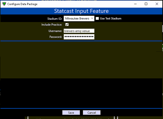 Example of the Username and password.