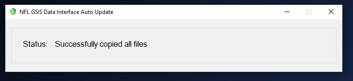 NFL GSIS Data Interface Auto Update Status: Successfully copied all files