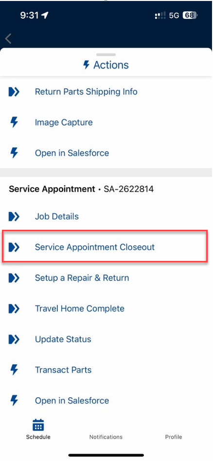 A screenshot of a service appointmentDescription automatically generated