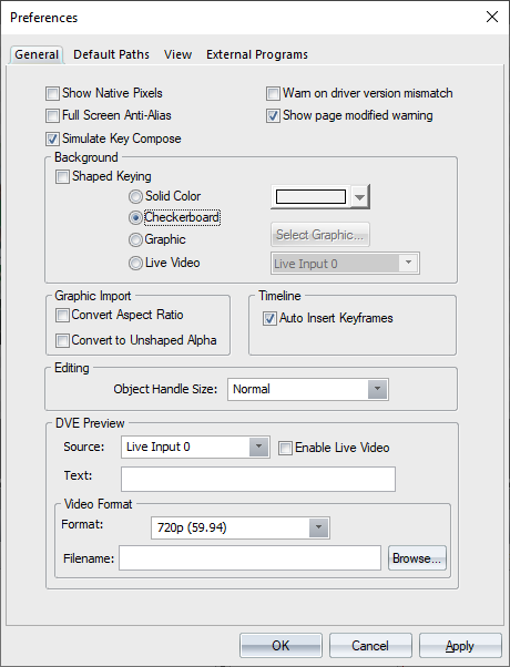 Camino Preferences window