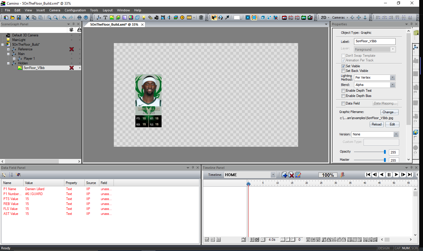 Camino project with checkboard background to show transparency