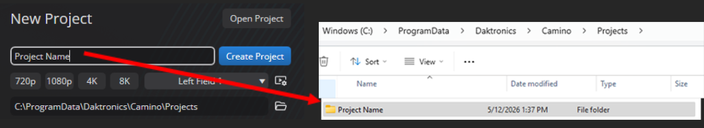 The name of your project will be the name of the project folder.